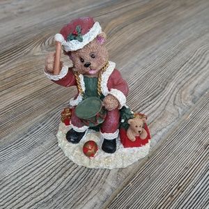 Vintage Teddy Bear Santa Claus Christmas Holiday Decoration Figurine